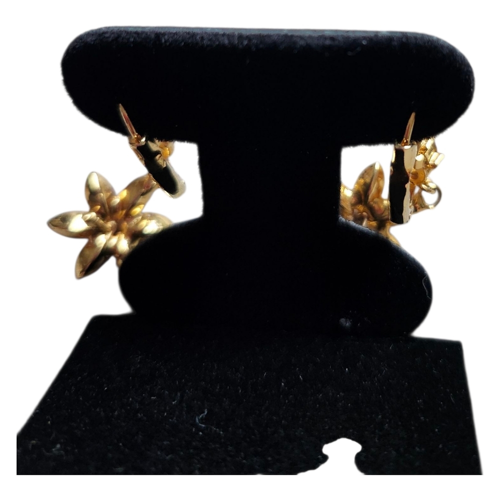 Floral Gold and Multicolor Earrings NIB - Picture 2 of 4